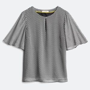 Cardi Flutter Sleeve Keyhole Blouse